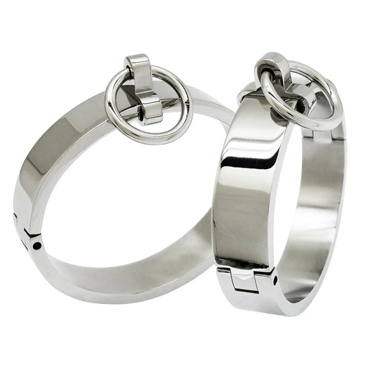 17mm Thick Solid Stainless Steel Locking Cuffs – Bondage Restraints for Wrist or Ankle - Eternity