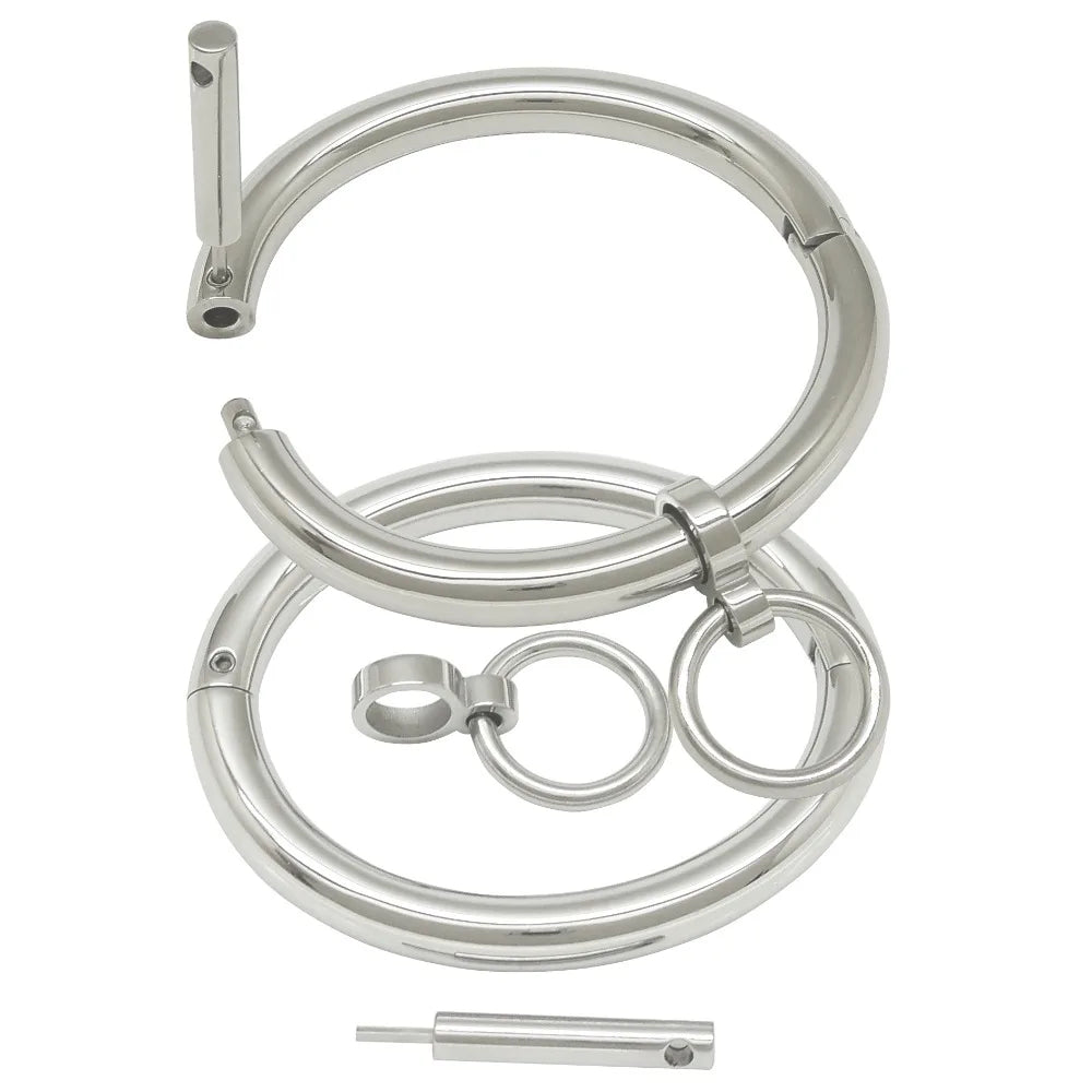 8mm Thick Round Solid Stainless Steel Oval Locking Cuffs – Bondage Restraints for Wrist or Ankle - Eternity