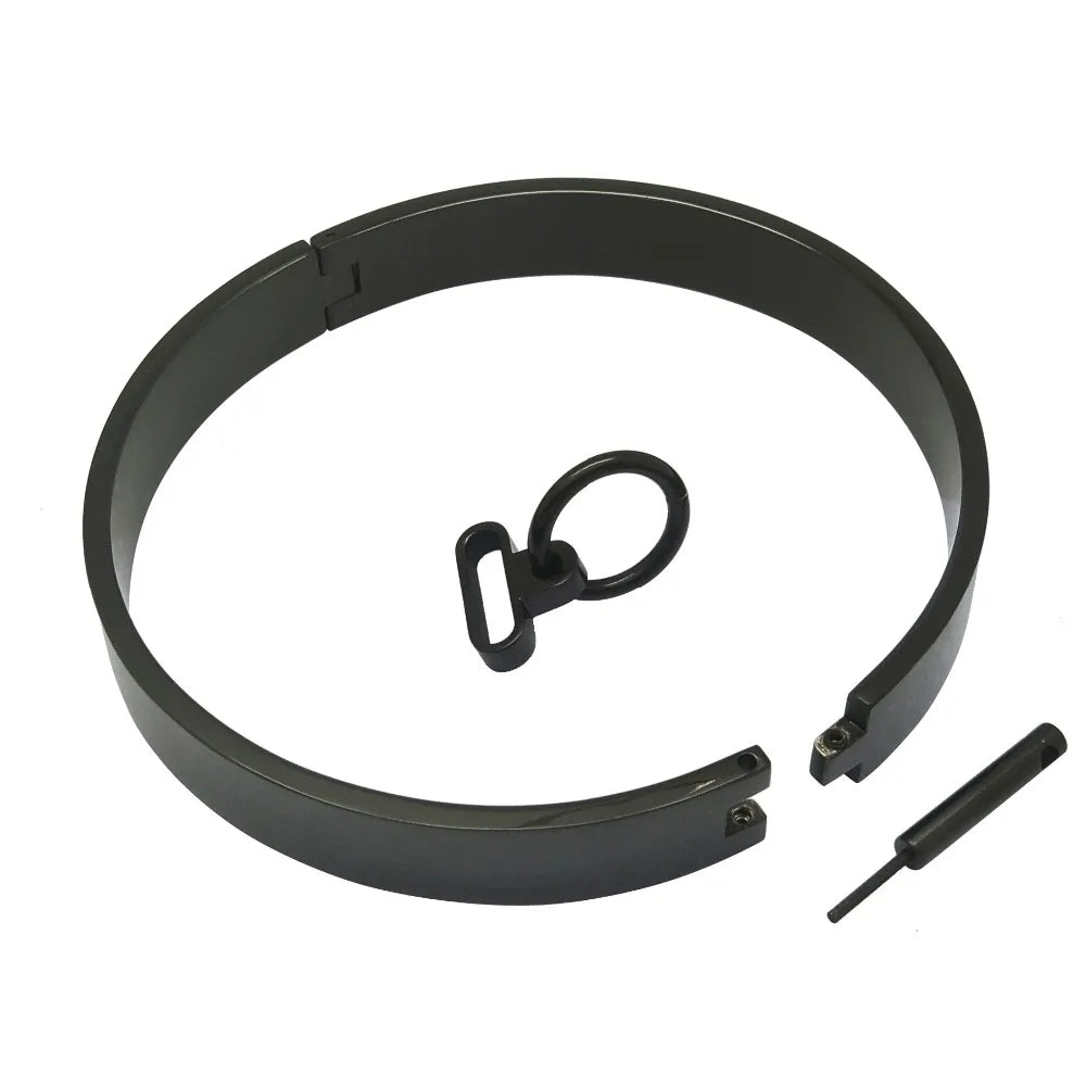 17mm Stainless Steel Slave Collar – Locking - Removable O-Ring Day Collar Submissives, Bondage Neck Restraint