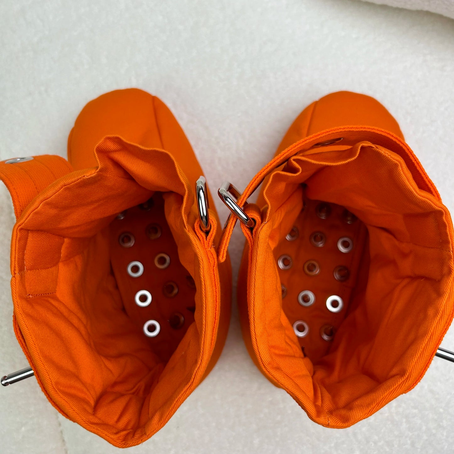 Spiked Foot Bondage Booties – Orange - Soft Padded BDSM Restraints for Crawling & Medical Play