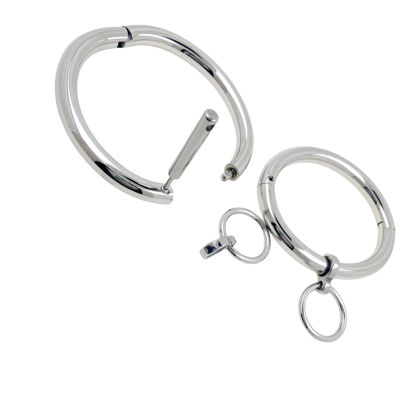 8mm Thick Round Solid Stainless Steel Oval Locking Cuffs – Bondage Restraints for Wrist or Ankle - Eternity