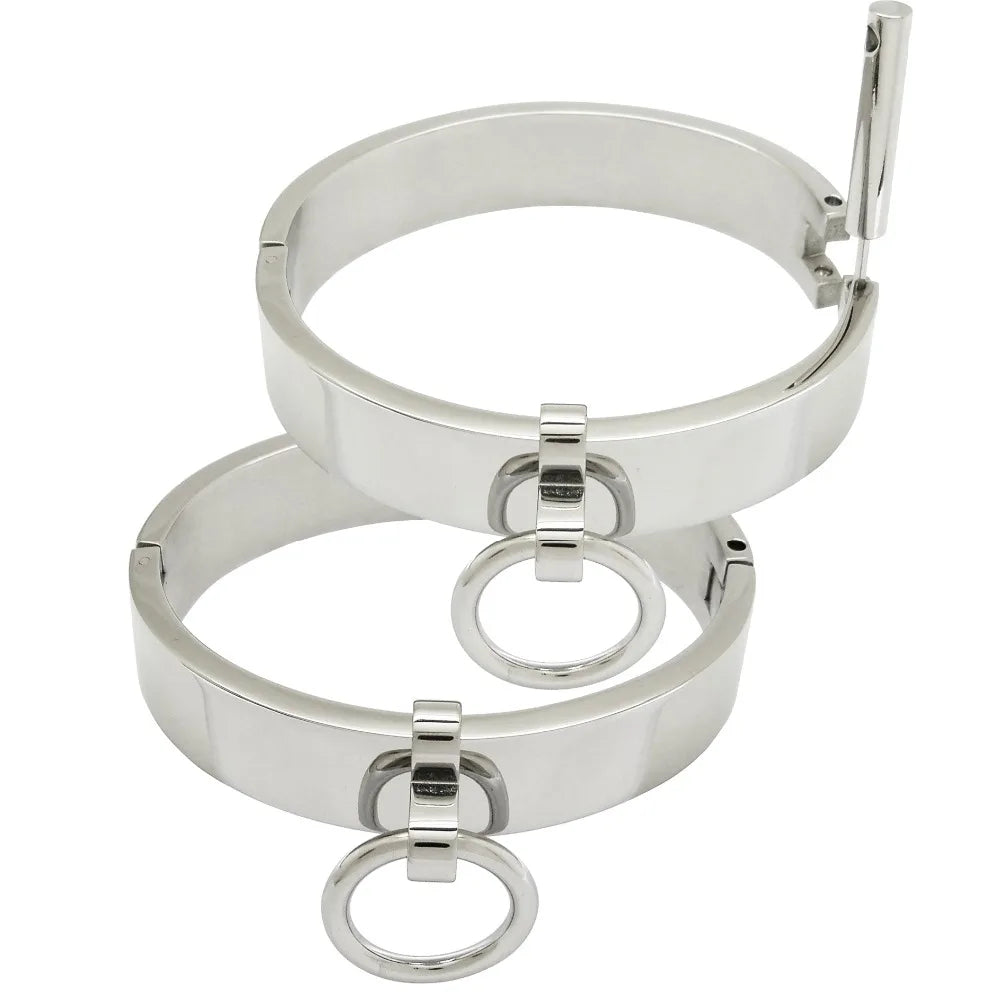 17mm Thick Solid Stainless Steel Locking Cuffs – Bondage Restraints for Wrist or Ankle - Eternity