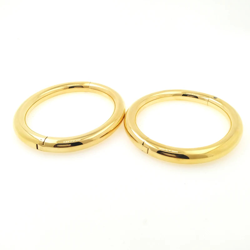 8mm Thick Round Solid Stainless Steel Oval Locking Cuffs – Bondage Restraints for Wrist or Ankle - Eternity