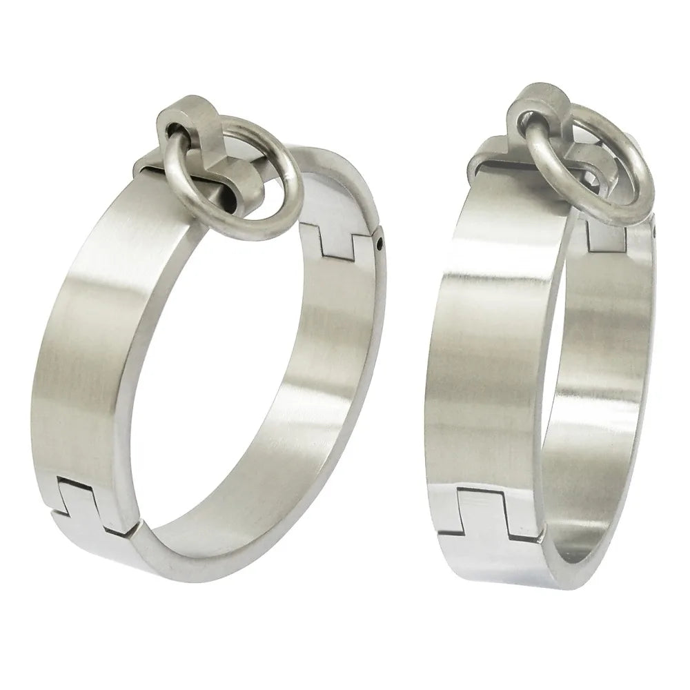 17mm Thick Solid Stainless Steel Locking Cuffs – Bondage Restraints for Wrist or Ankle - Eternity