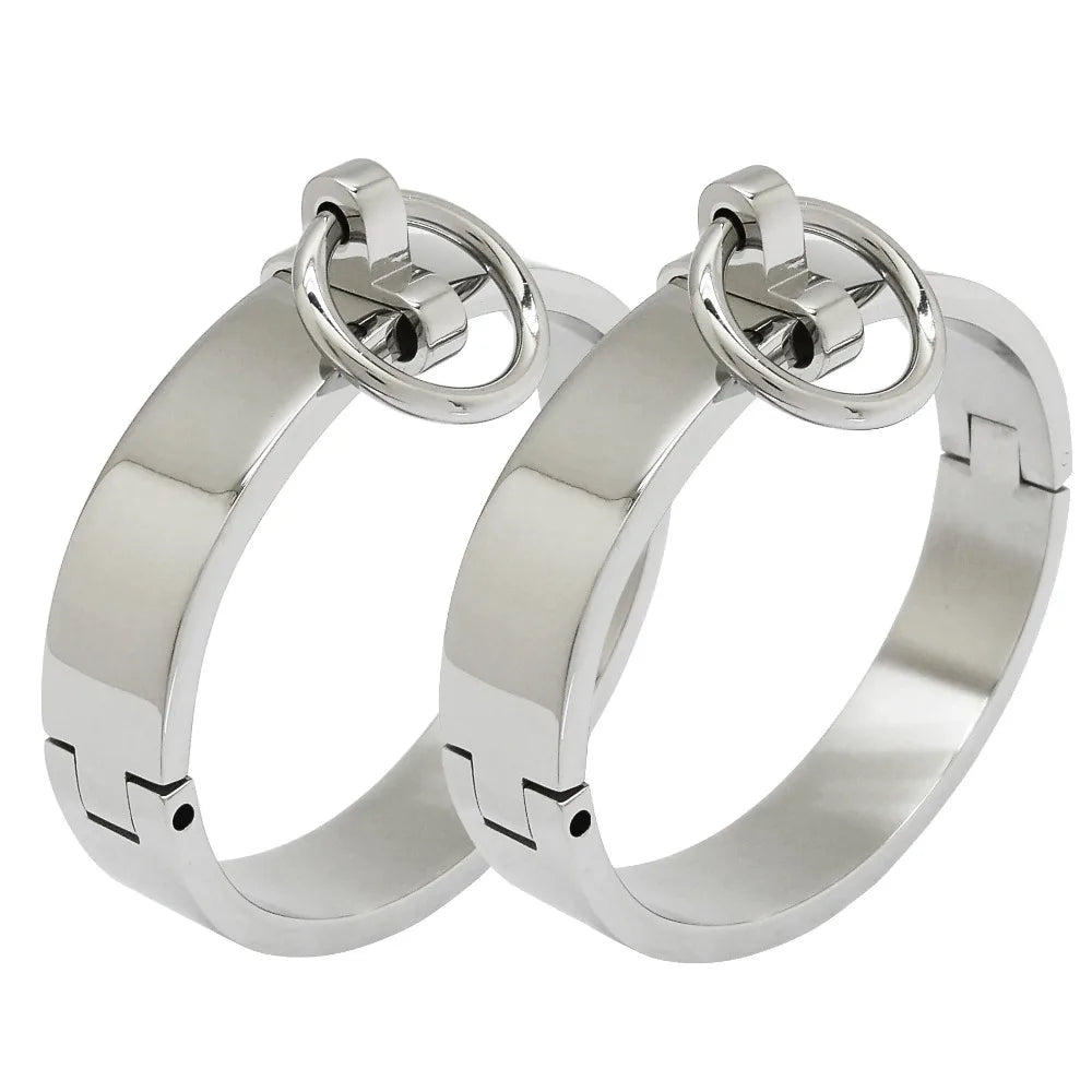 17mm Thick Solid Stainless Steel Locking Cuffs – Bondage Restraints for Wrist or Ankle - Eternity