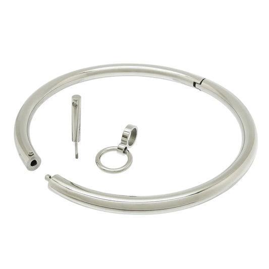 10mm Thick Round Solid Stainless Steel Locking Submission Collar Eternity