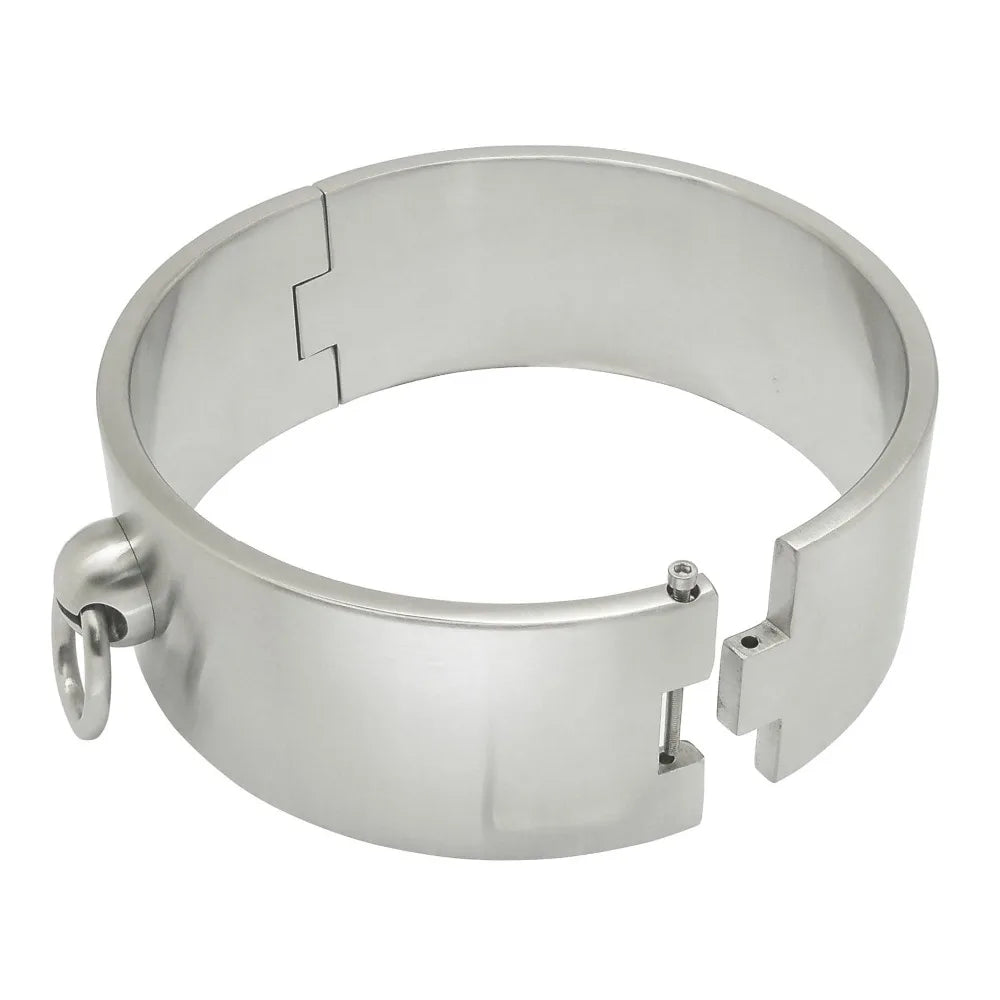 Heavy-Duty Locking Stainless Steel Posture Slave Collar – 60mm Tall BDSM Choker with Screw Lock