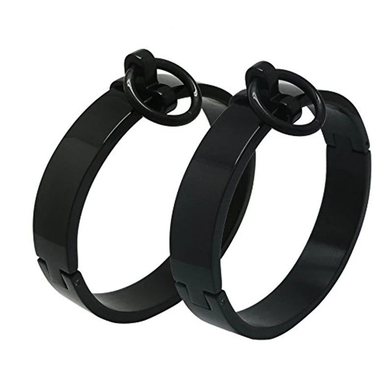 17mm Thick Solid Stainless Steel Locking Cuffs – Bondage Restraints for Wrist or Ankle - Eternity