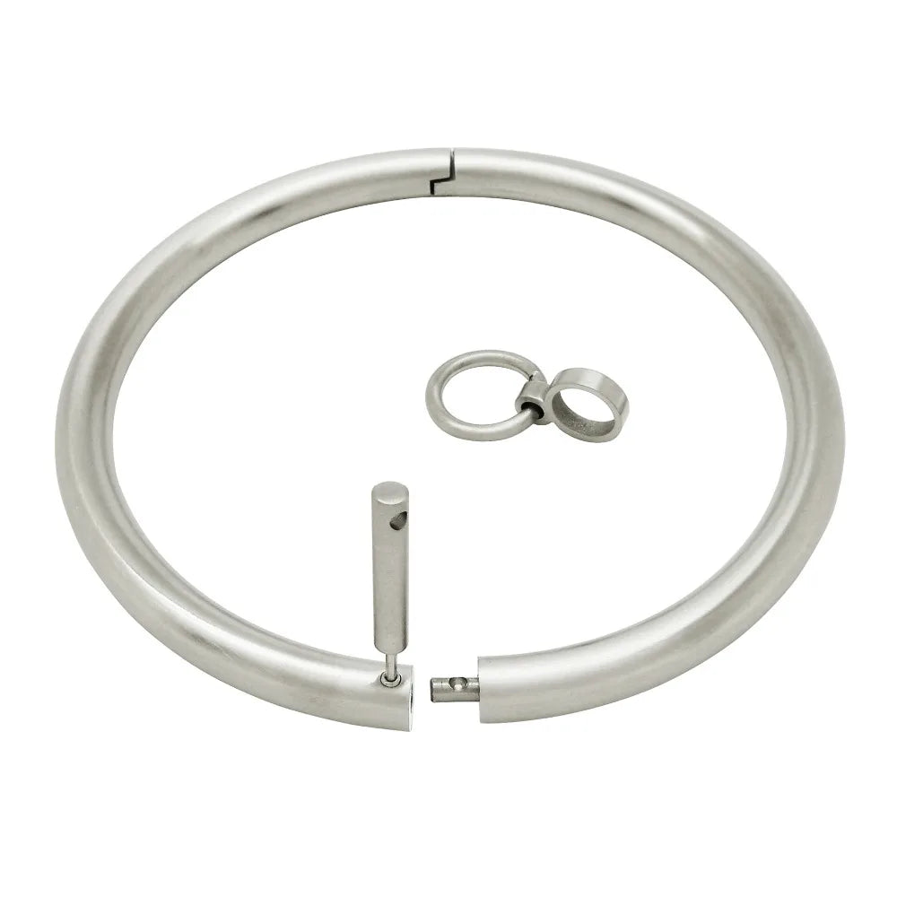 10mm Thick Round Solid Stainless Steel Locking Submission Collar Eternity