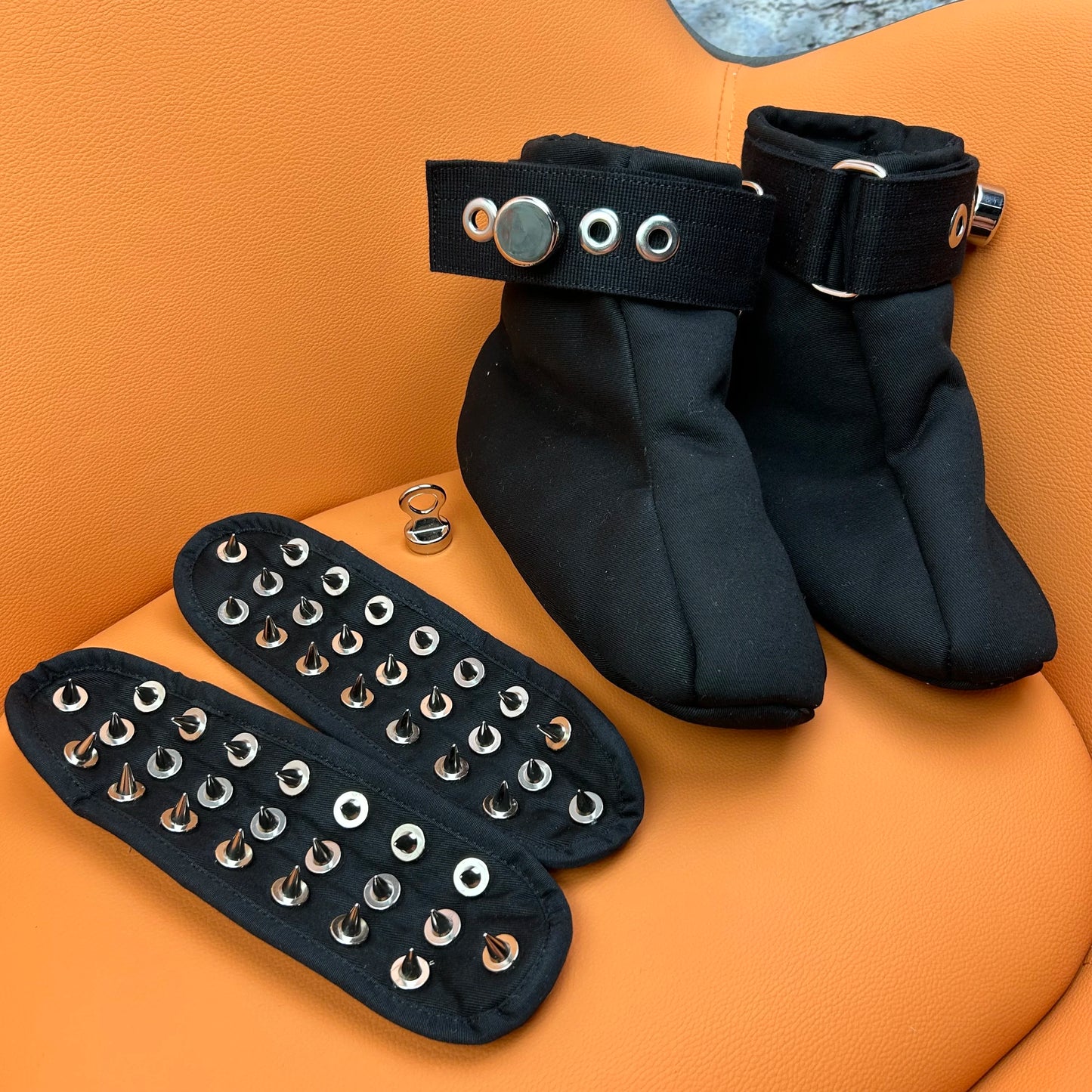 Spiked Foot Bondage Booties – Soft Padded BDSM Restraints for Crawling & Medical Play