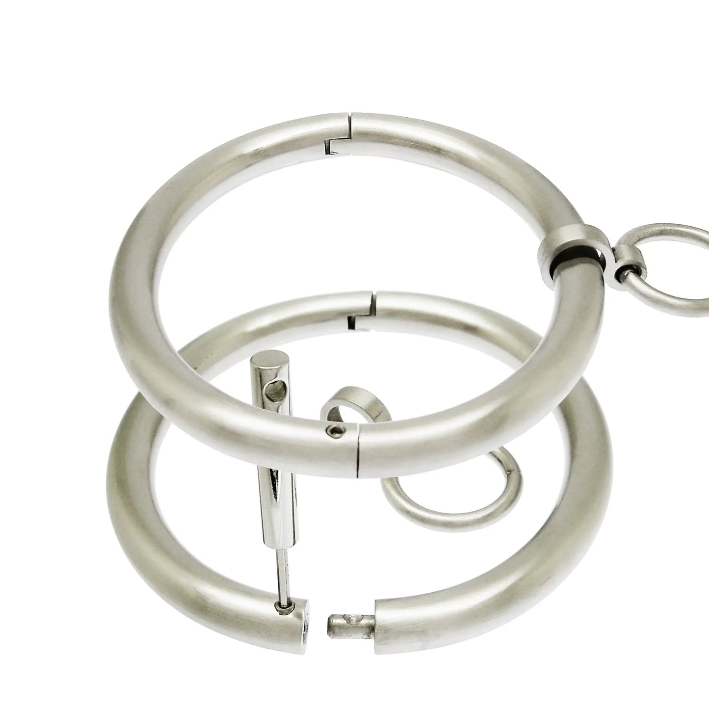 8mm Thick Round Solid Stainless Steel Oval Locking Cuffs – Bondage Restraints for Wrist or Ankle - Eternity