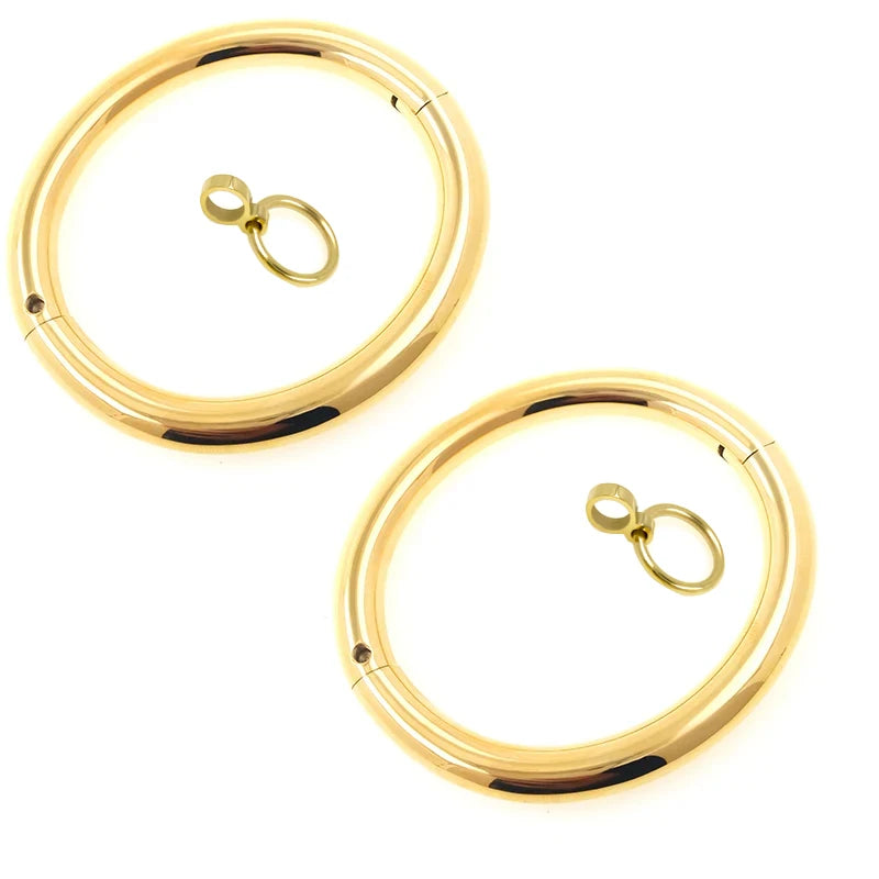 8mm Thick Round Solid Stainless Steel Oval Locking Cuffs – Bondage Restraints for Wrist or Ankle - Eternity