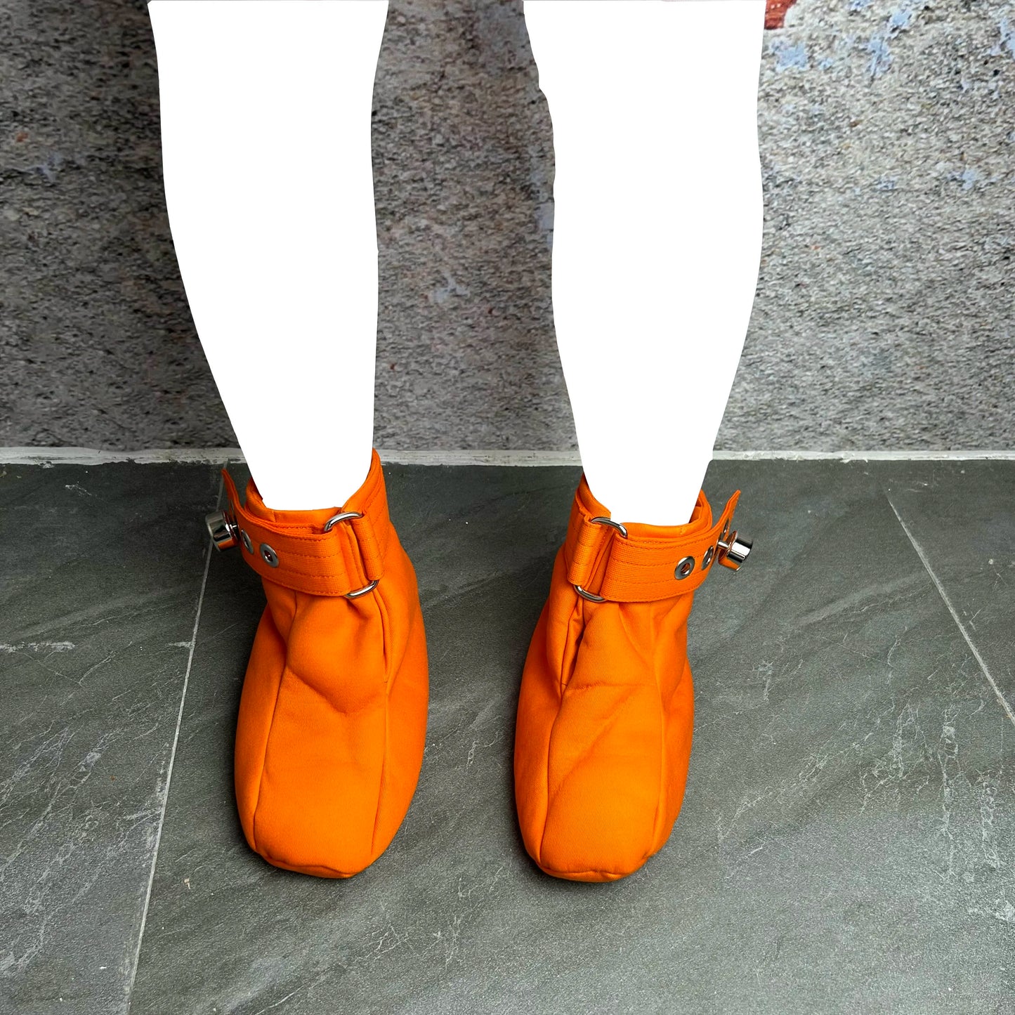 Spiked Foot Bondage Booties – Orange - Soft Padded BDSM Restraints for Crawling & Medical Play
