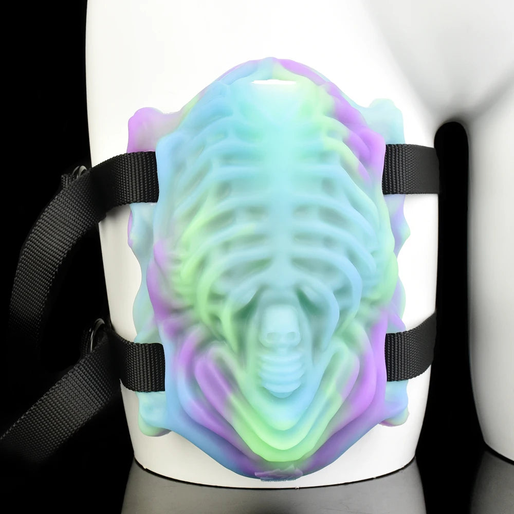 My Sweet Little Parasite - Vibrating Silicone Strap On Thigh Monster Grinder Vulva Masturbator Glow In The Dark