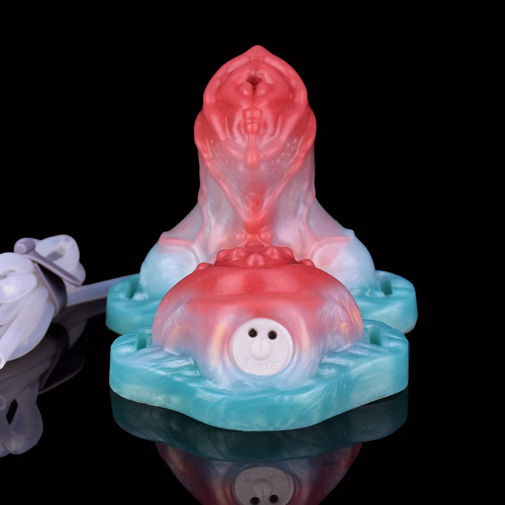 The Seeker - Squirting Thigh Grinder Strapon With Vibrator and Anal Dildo Female Masturbator Monster Vulva