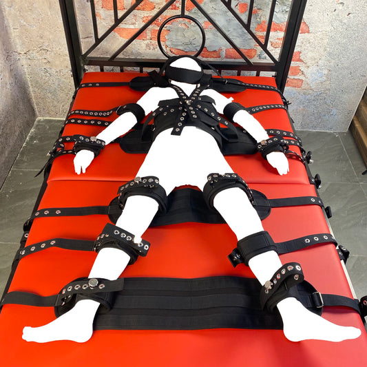 Shoulder Strap Extra Strong Asylum Bed Restraints System - Harness Bondage 8 Fixation Points for Ultimate Control