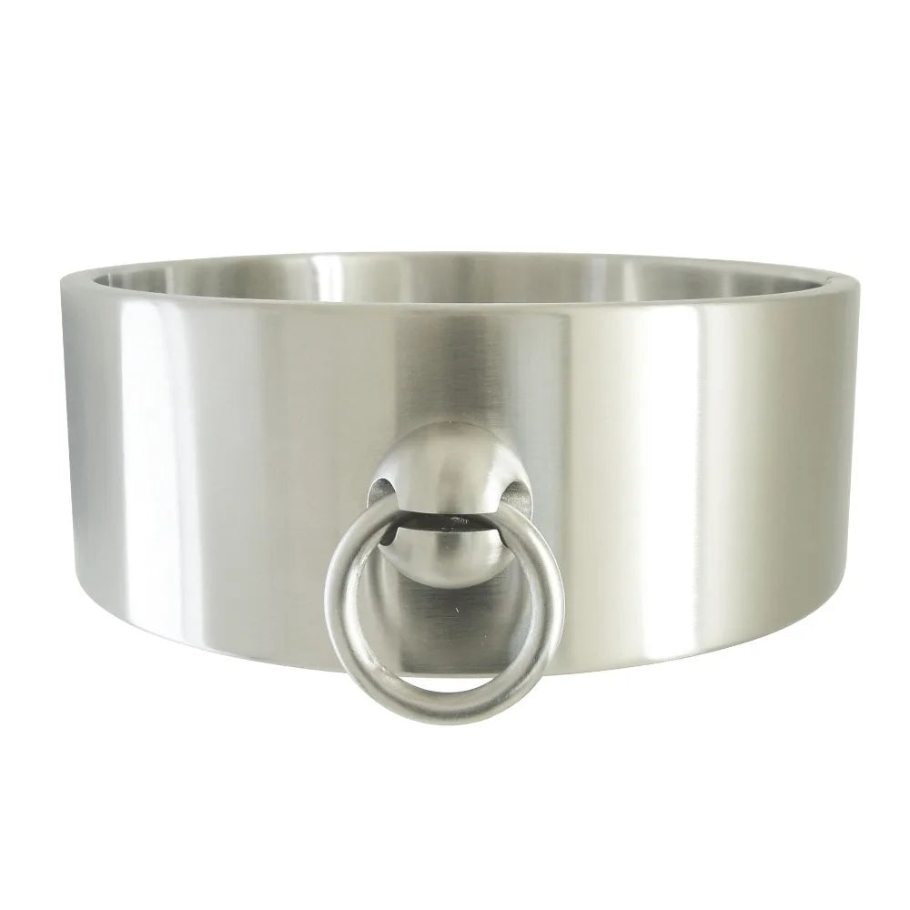 Heavy-Duty Locking Stainless Steel Posture Slave Collar – 60mm Tall BDSM Choker with Screw Lock