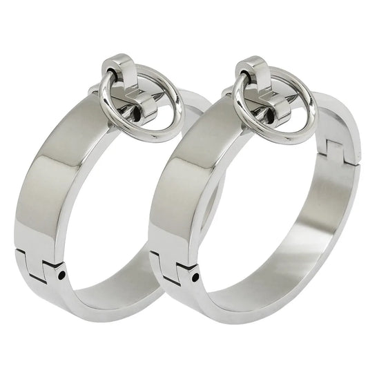 17mm Thick Solid Stainless Steel Locking Cuffs – Bondage Restraints for Wrist or Ankle - Eternity