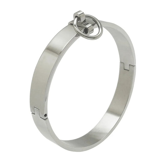 17mm Stainless Steel Slave Collar – Locking - Removable O-Ring Day Collar Submissives, Bondage Neck Restraint